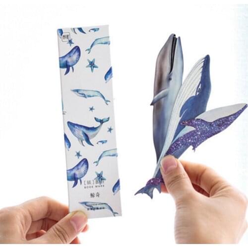 30pcs/pack Cute Cartoon Blue Whale Multicolor Feather Paper Bookmark Kawaii School Kids Page Holder Reminder Label Farty Gift