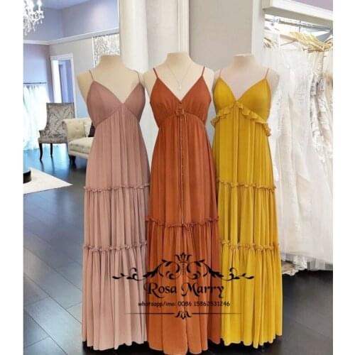 Plus Size Long Chiffon Junior Bridesmaids Dresses A Line Ruffles Women Wedding Guest Evening Gowns Maid of Honors