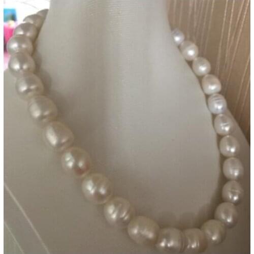 Elegant10-11mm south sea baroque white pearl necklace 18inch 14k