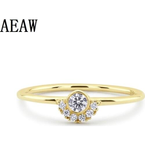 0.14ctw Bezel Setting Diamond Halo Ring Crown Cluster ring in 14k Yellow Gold Wedding Ring For Women Fine Jewerly