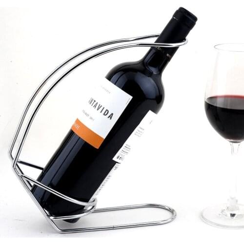 1PC wire frame wine rack contracted fashion home furnishing articles curved stainless steel wine holder J3008