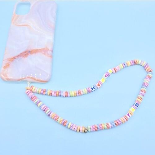 2021 Cute Children Beads Chain For Phone Long Necklaces Kids Adjustable Anti-lost Phone Chain Holder Jewelry
