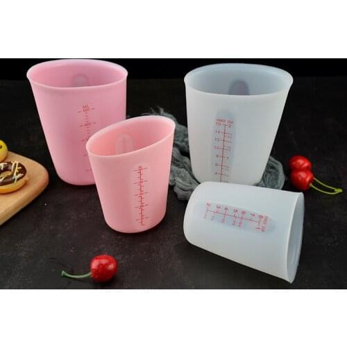 250/500ml Pink Silicone Measuring Cups For Resin Kitchen Accessories Chocolate Butter Flour Squeeze Pouring Cup Baking Tools