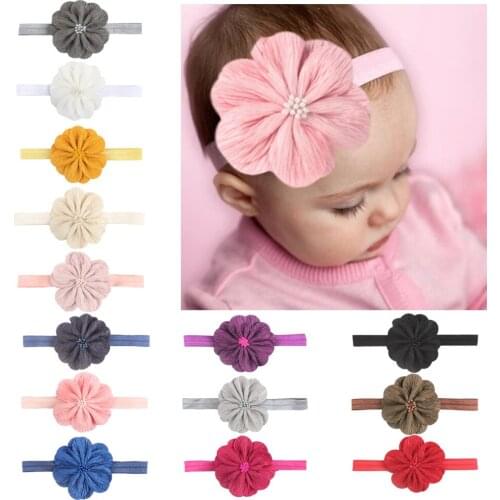 5pcs/lot Fashion Baby Girls Fold Flower Headband 14 Colors Infant Toddler Hairband Newborn Headwear Kids Accessories Photo Props