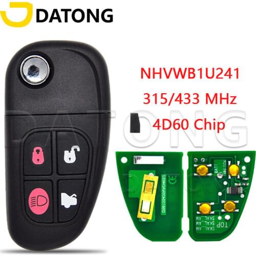 Datong World Car Remote Key For Jaguar X S Type 1999-2009 XJ XJR 315/434 Mhz 4D60 Chip Auto Smart Control Replace Flip Key