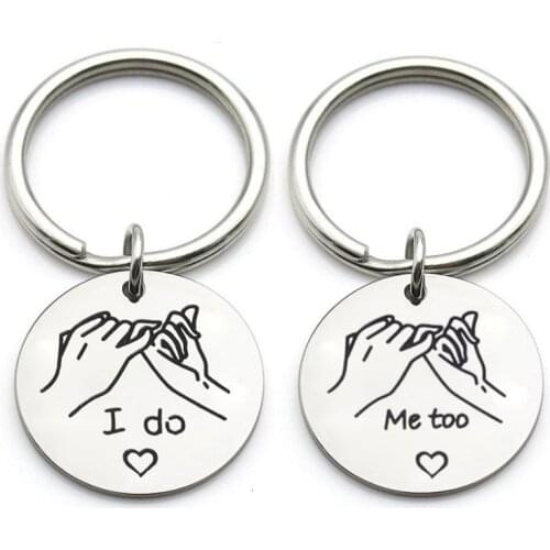 Engraved Pinky Promise Titanium Keyring Couples Boyfriend Girlfriend Husband Anniversary Gift Keychain Women Men Guy Key