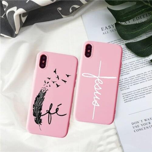 A fe Crista Religiosa Jesus Cruz Fosco Pink TPU soft silicone phone case for iPhone 11Pro 11ProMax X XR XS Max 8 6s 7Plus 5 SE