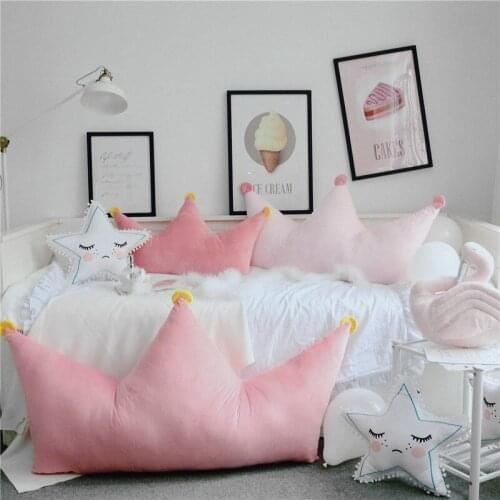 Kids Room Backrest Pillow Princess Crown Back Cushion Kids Room Plush Toys Baby Sleeping Head Pillow