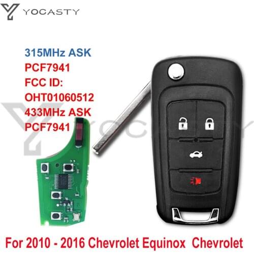 YOCASTY 4 Button Flip Remote Car Key For Chevrolet Impala Malibu Camaro Cruze 2010-2017 PCF7941 chip OHT01060512 315Mhz 433MHZ