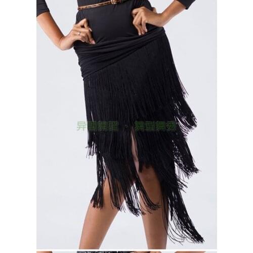 Exotic dance, ballroom dancing, Latin dance, multi-level tassels, oblique swing, irregular Latin practice skirt, S12089