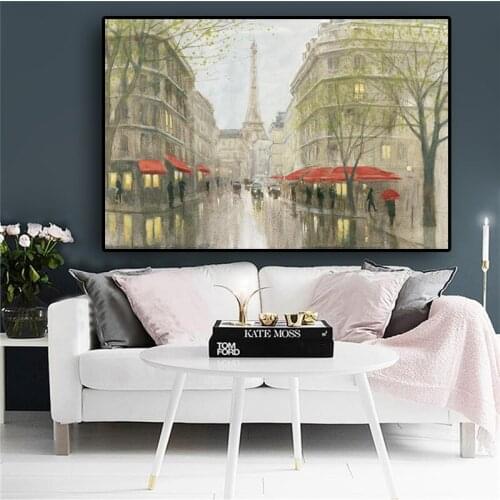 Eiffel Tower Street Landscape Posters and Prints Painting on Canvas Scandinavian Nordic Wall Pop Art Picture for Kids Room Decor