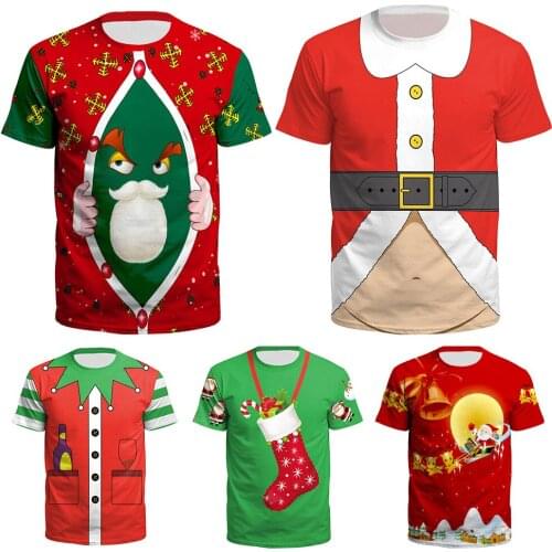 Santa Father Christmas T shirt Festive Costume Xmas Christmas Adult Mens Womens Santa Claus Short Sleeve T-shirt Cotton Tops Tee