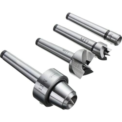 GTBL 4pcs MT1 Wood Lathe Live Center And Drive Spur Cup MT1 Arbor with Wooden Case