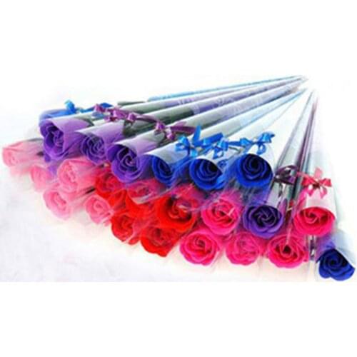 Hot! 1PC Scented Rose Shaped Soap Decoration Soap Rose Flower Petals Bath Soap Essential Oil Rose Soap Valentines Day Gift