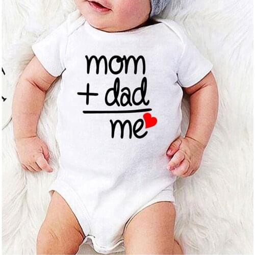 Newborns Bodysuits Outfits Mom+dad=me Print Winter Infant Cotton Long Sleeve Newborn Baby Boys Clothes Toddler Jumpsuit