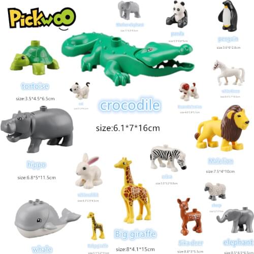Pickwoo D5 Big Size Diy Building Blocks Grassland Farm Animal Accessories Figures Compatible with Large Size Toys