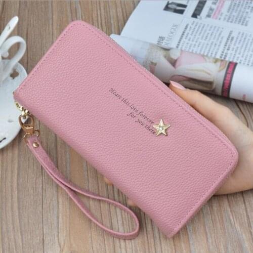 Fashion PU Leather Wallet Womens Clutch Bags Wristband Handbag Coin Purse Girls Zipper Wallets for Phone Long Carteras