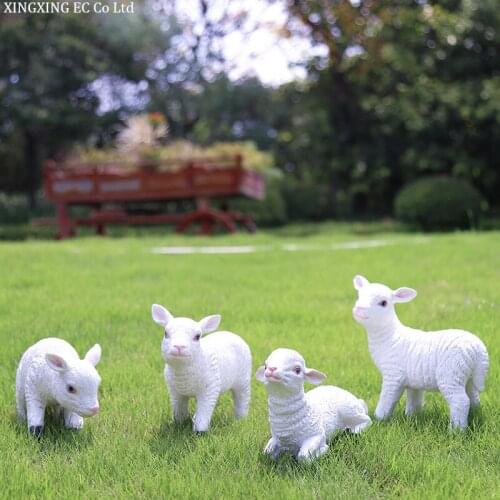 Creative Resin Simulation Animal Decoration Ornaments Crafts Cute Mini Lamb Sculpture Outdoor Garden Modern Courtyard Ornaments