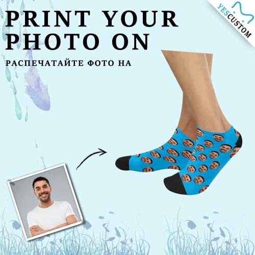 M Yescustom Custom Pet Boyfriend Face Womens Ankle Socks Personalized Novelty Gift with Funny Design Photo Print