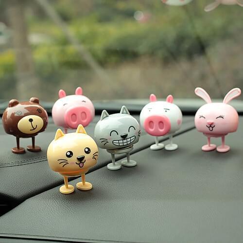 Cute Decoration Nodding Bear Car Ornaments Automobiles Dashboard Swinging Shaking Head Cat Doll Dancing Toys Accessories Gifts