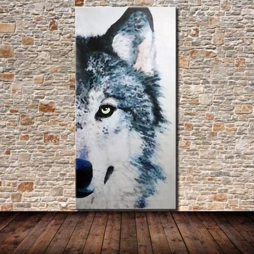 Mintura Hand Painted Wolf Animal Oil Painting On Canvas Abstract Pop Art Wall Picture For Living Room Childrens Home Decoration