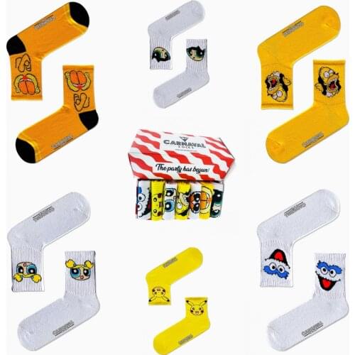 Socks 7 Pieces Set Cartoon Design Unisex Women And Men Sweatproof Washable Design Discount Summer Winter Spring Autumn Fashion
