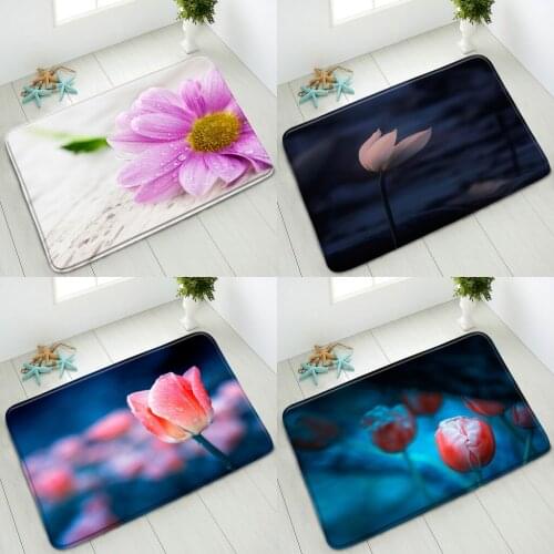 Flowers Plants Non-Slip Bath Mats Anti-Slip Floor Mat Indoor Bedroom Kitchen Doormat Absorbent Home Carpet Washable Foot Pads