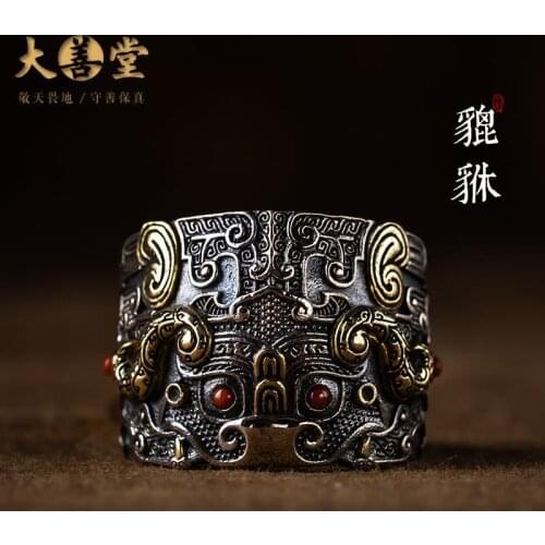 Charming S925 pure silver fortune ring with wide opening and aggressive personality