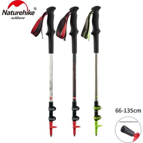 Naturehike Carbon Fiber Aluminum Alloy Ultralight Folding Climbing Walking Hiking Sticks Camping External Lock Alpenstock