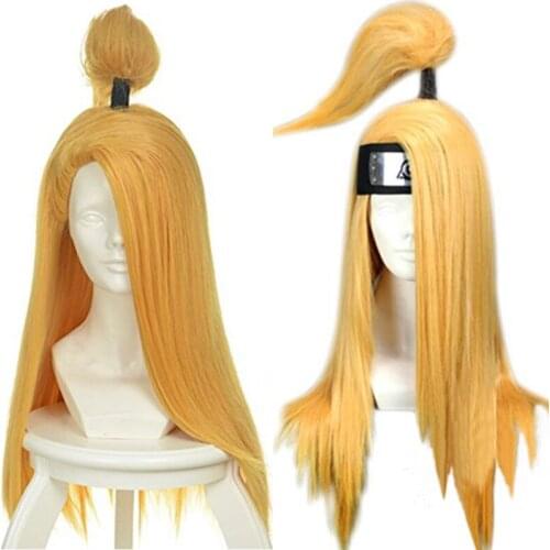 Anime 65cm Long Straight Golden Yellow Heat Resistant Hair Cosplay Costume Wig + Track + Wig Cap