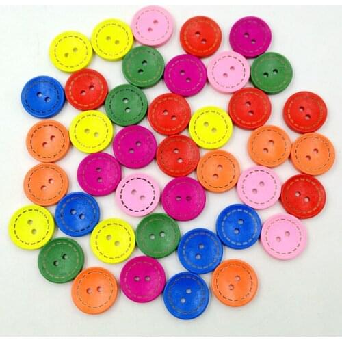 100Pcs 15/20/25mm Wooden Button Dotted Line DIY Flatback Handwork Accessories Craft Scrapbooking Child Manual Button Sewing Tool