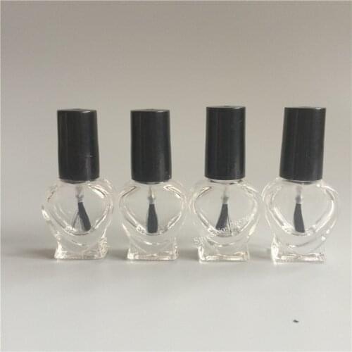2pcs/lot 5ml Empty Nail Polish Heart Shape Bottle &Small Brush Nail Art Container Glass Nail Oil Bottles