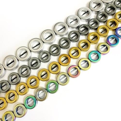 Spacer Beads Hematite Natural Stone Jewelry Making for DIY Necklaces Bracelets Accessories Circle Ferrule Beads 8 10 12mm B459