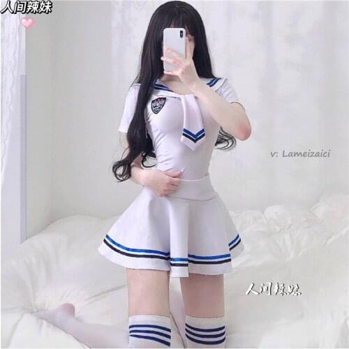Sexy Lingerie Erotic School Girl Cosplay Costumes Sleeveless Short Dress Sailor Outfit Kawaii Japaness Anime Sailor Mini Skirt