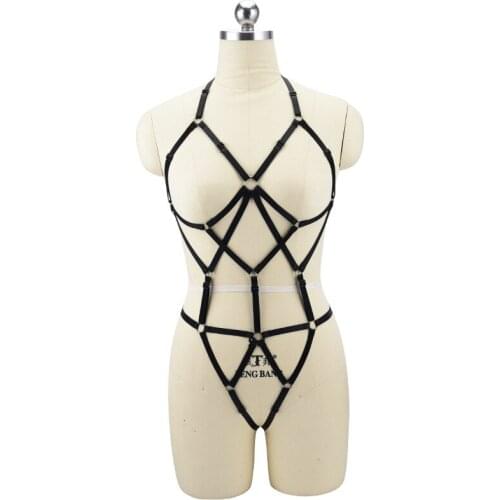 Sexy Body Harness Garter Belt Bodysuit Plus Size Women BDSM Hollow Bandage Lingerie Fetish Restraint Harness Cage Goth Clothes