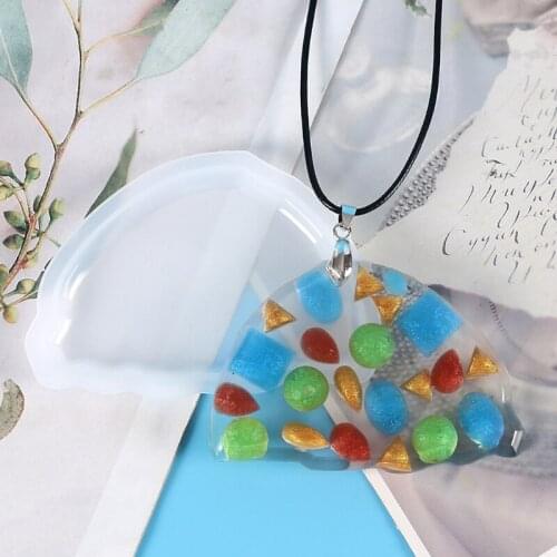 Epoxy Resin Silicone Mold with Hole Semicircle Handmade Gem Pendant Necklace Craft Tool DIY Jewelry Making Finding
