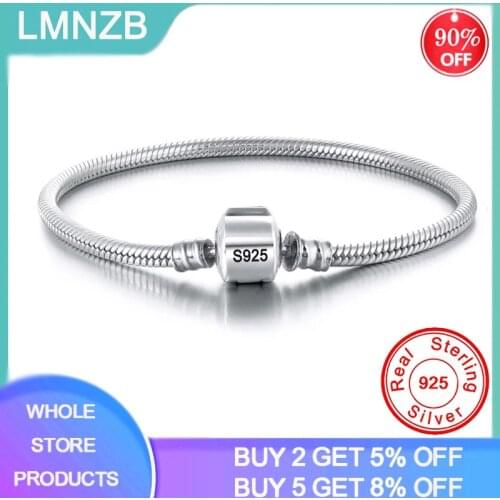 Big 90% OFF! Silver 925 Charms Bracelet for Women Fine Jewelry Thick 3mm Soft/smooth Snake Bone Basic Chain Bracelet 16-23CM