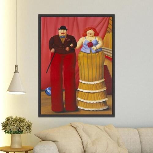 Modern Stilt Clown Canvas Painting Abstract Joyful Posters and Print Colorful Spouse Wall Art Pictures for Living Room