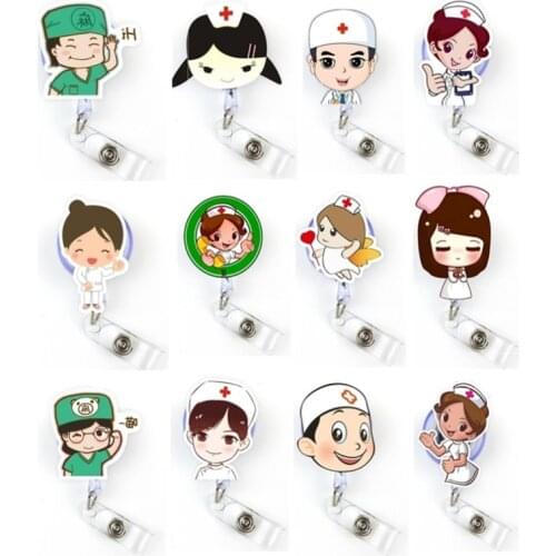 Retractable Badge Reel for Doctor Nurse Work Card Holder Hospital Employees Staff Card Lanyard Medical Worker Badge Holder Clip