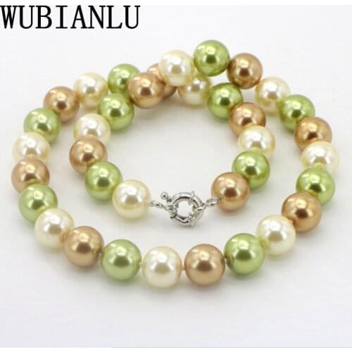 WUBIANLU Discounts Multicolor Glass Pearl Necklace 12mm 18 Inch women Fashion Beautiful Jewelry Gifts Wholesale
