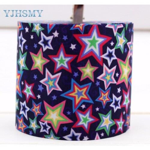 YJHSMY handmade grosgrain ribbon 75mm Colorful star tapes accessories 100yard/50yard/5yard/lot Diy 171034