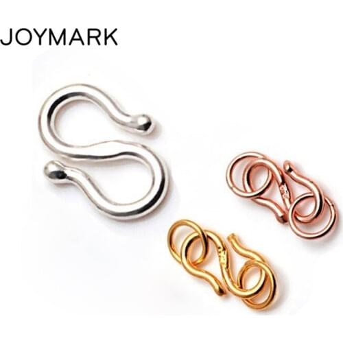 S Shape Solid S990 Sterling Silver Clasps Fine Jewelry Accessories Real Silver Jewellery Findings 20pcs/lot SC-CZ111