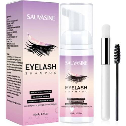 1pc 50ml Eyelash Extension Shampoo 50ml Salon Mousse Foam Cleanser Eyelash Extensions Brush Shampoo Kit Eye Lash Cleaning Foam