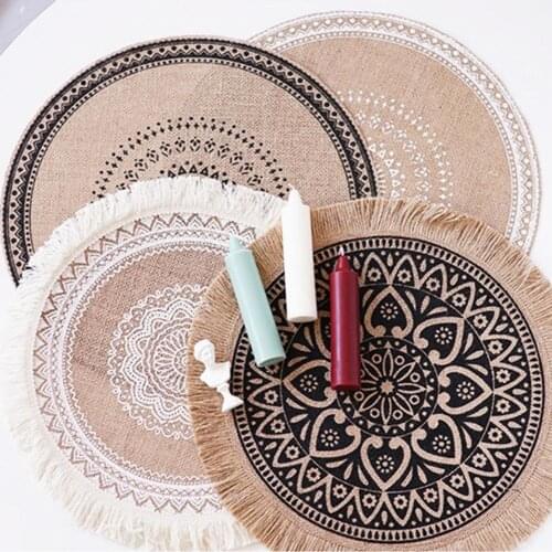 1Pcs Heat Insulation Dining Table Mat 38CM Round Delicate Embroidery Dessert Pan Table Placemat Non-slip Coffee Cup Mats