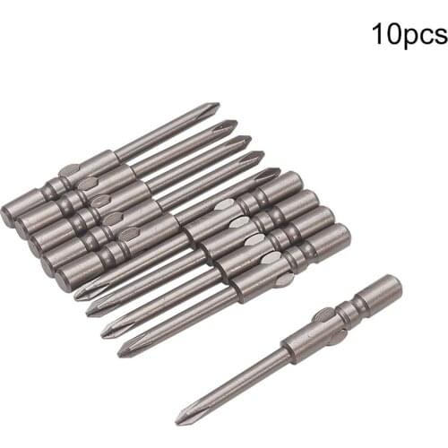 10pcs Phillips Screwdriver Bits S2 Crossed Head 40mm Length 4mm Diameter Round Shank Magnetic Bits 1.5PH00 2.5PH0 3PH1 4PH2 2PH0