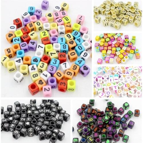 144pcs Mixed Letter Acrylic Beads Round Flat Alphabet Digital Cube Loose Spacer Beads For Jewelry Making Handmade Diy Bracelets