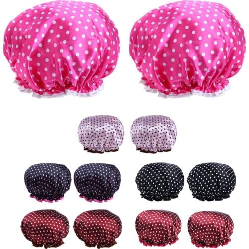 2pcs Resuable Shower Caps Salon Beauty Hair Protective Cover Hats for Men Women Waterproof Spa Accessories
