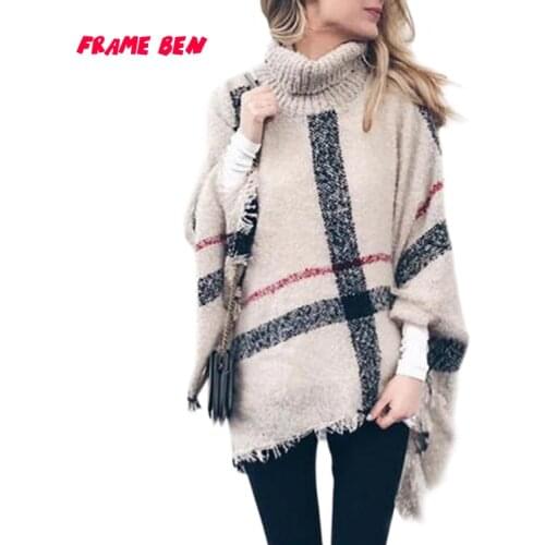2019 Long Sweater Female New Autumn Winter Casual Turtleneck Tassel Cloak Shawl Loose Sweater Plus Size