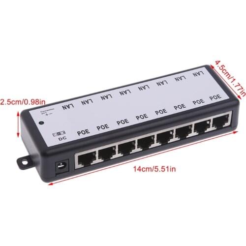 2021 New 8 Port POE Injector For CCTV Surveillance IP Cameras Power Over Ethernet Adapter