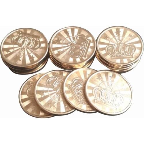 20pcs 25*1.85mm Game Token Brass Arcade Game Coin Pentagram Crown Tokens